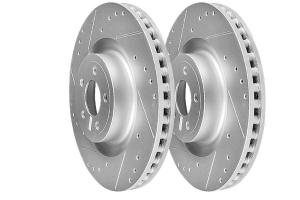 Диск тормозной передний к-кт Evolution с перфорацией и насечками Ford Mustang 2015-2023 2.3L EcoBoost Power Stop AR85158; FR3Z 1125 C; GR3Z 1125 G 