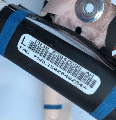 Подушка безопасности потолочная левая Ford Mustang 2015-2017 FR3Z 63042D95 D ; FR3B 63042D95 AM/AF/AC/AL/AD/AE/AJ/AH/AG/AK