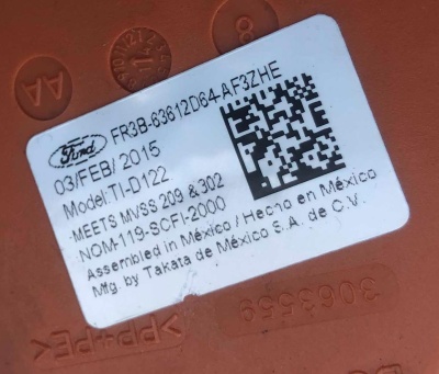 Ремень безопасности пассажирский Ford Mustang 2015-2017 FR3Z 63611B08 AB ; FR3B 63612D64 AG/AH/AD/AEAG/AF/AC